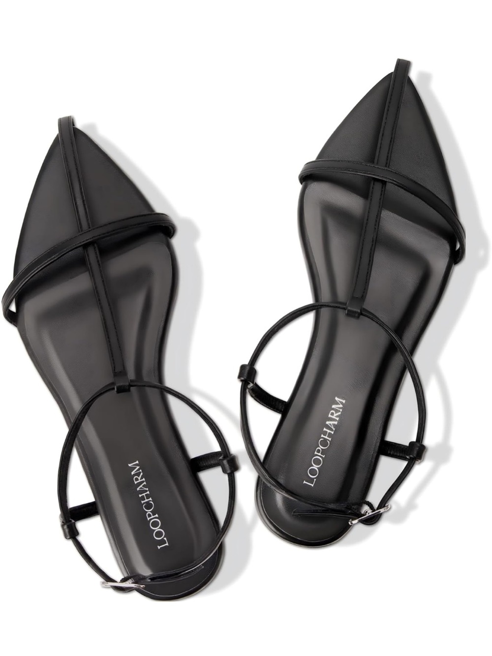 Amazon Black Pointed-Toe Cross-Strap Flats